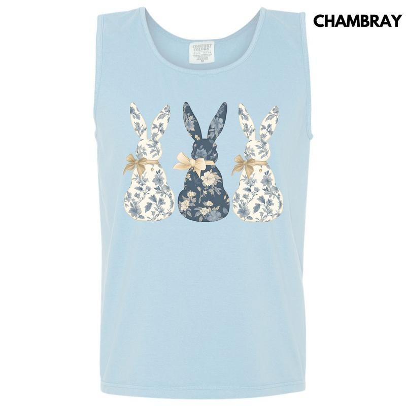 Tank Top - Fancy Floral Bunny Trio Comfort Colors Tank Top 'NLB' T-Shirts, Hoodie, Sweatshirt | GrindPrints.com