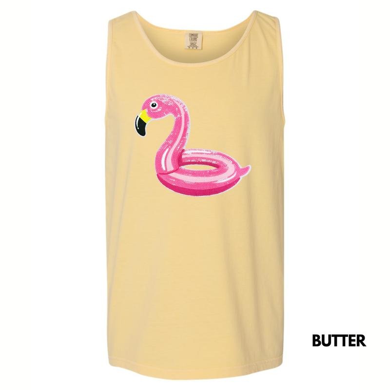 Tank Top - Flamingo Floaty Patch Comfort Colors Tank Top T-Shirts, Hoodie, Sweatshirt | GrindPrints.com