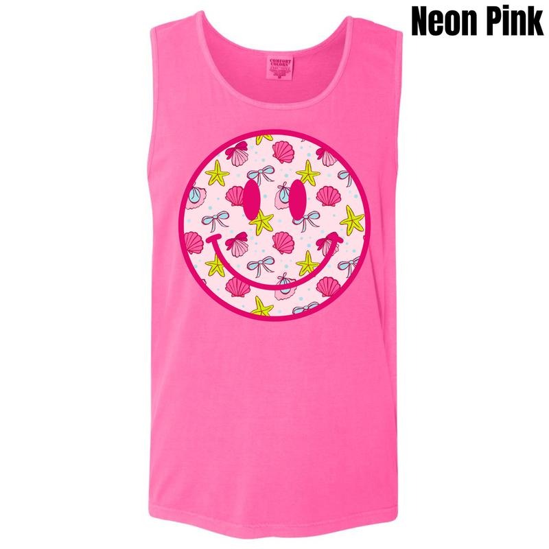 Tank Top - Shells & Bows Happy Face Comfort Colors Tank Top 'NLB' T-Shirts, Hoodie, Sweatshirt | GrindPrints.com