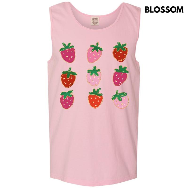 Tank Top - Simple Strawberry Collage Comfort Colors Tank Top 'NLB' T-Shirts, Hoodie, Sweatshirt | GrindPrints.com