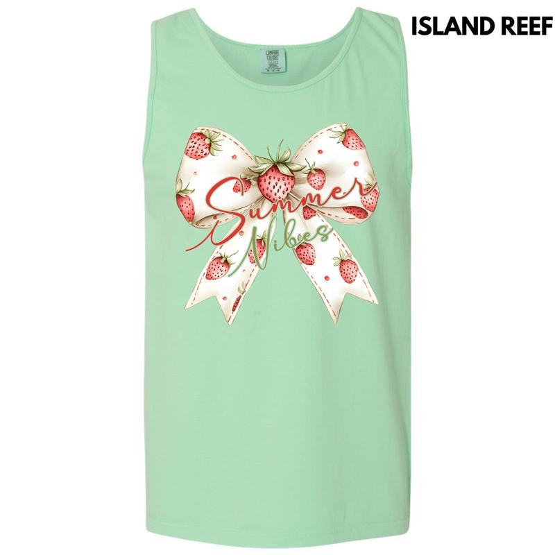 Tank Top - Strawberry Summer Bow Comfort Colors Tank Top 'NLB' T-Shirts, Hoodie, Sweatshirt | GrindPrints.com