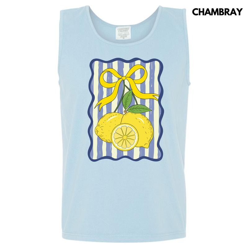 Tank Top - Stripe Lemon Coquette Comfort Colors Tank Top 'NLB' T-Shirts, Hoodie, Sweatshirt | GrindPrints.com