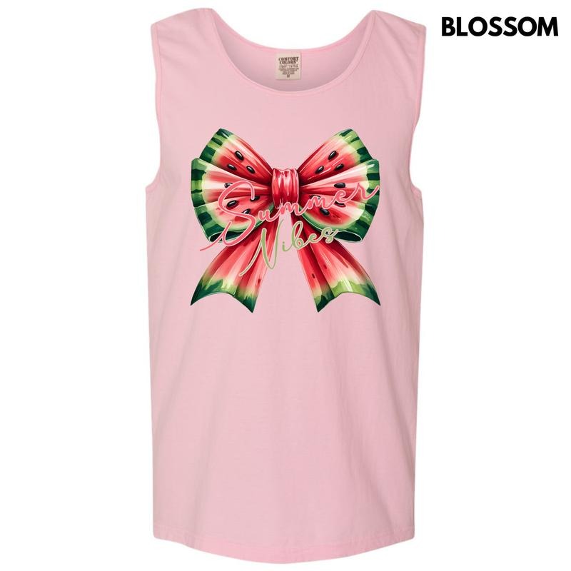 Tank Top - Summer Watermelon Bow Comfort Colors Tank Top 'NLB' T-Shirts, Hoodie, Sweatshirt | GrindPrints.com