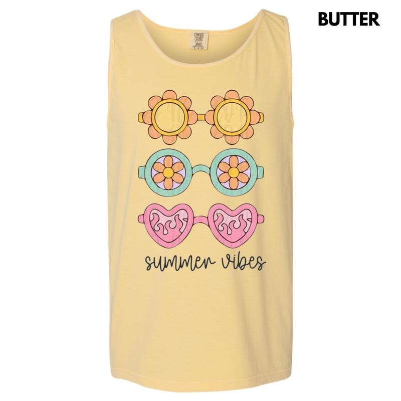 Tank Top - Sunglasses Summer Vibes Comfort Colors Tank Top T-Shirts, Hoodie, Sweatshirt | GrindPrints.com