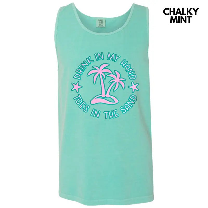 Tank Top - Toes In The Sand Puff Comfort Colors Tank Top T-Shirts, Hoodie, Sweatshirt | GrindPrints.com