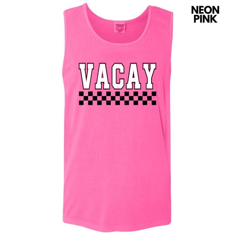 Tank Top - Vacay Varsity Checkered Comfort Colors Tank Top 'NLB' T-Shirts, Hoodie, Sweatshirt | GrindPrints.com