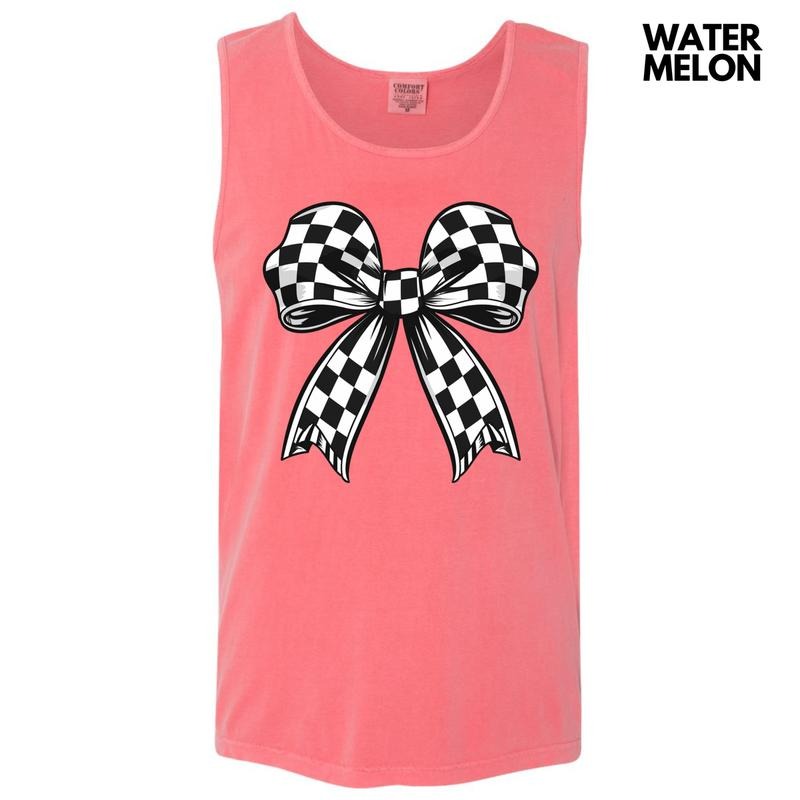 Tank Top -Black Checkered Bow Comfort Colors Tank Top 'NLB' T-Shirts, Hoodie, Sweatshirt | GrindPrints.com