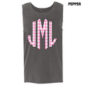 Tank Top -Pink Gingham Monogram Comfort Colors Tank Top 'NLB' T-Shirts, Hoodie, Sweatshirt | GrindPrints.com