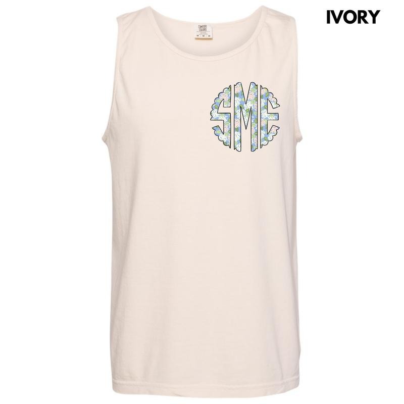 Tank Top -Pocket Size - Proper Floral Monogram Comfort Colors Tank Top 'NLB' T-Shirts, Hoodie, Sweatshirt | GrindPrints.com