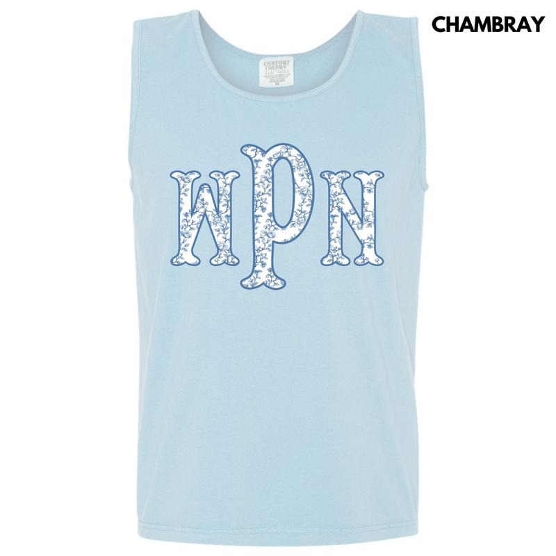 Tank Top -Vintage Vines Blue Monogram Comfort Colors Tank Top 'NLB' T-Shirts, Hoodie, Sweatshirt | GrindPrints.com