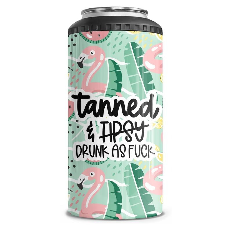 Tanned And Drunk AF 4-in-1 Can Cooler Tumbler Combo T-Shirts, Hoodie, Sweatshirt | GrindPrints.com