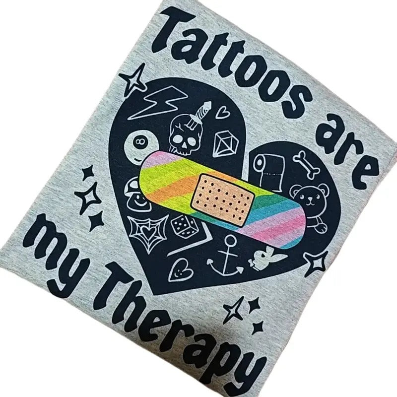 Tattoos are my therapy, Cute Graphic Tee Fit Loose Hoodie, Sweatshirt | GrindPrints.com