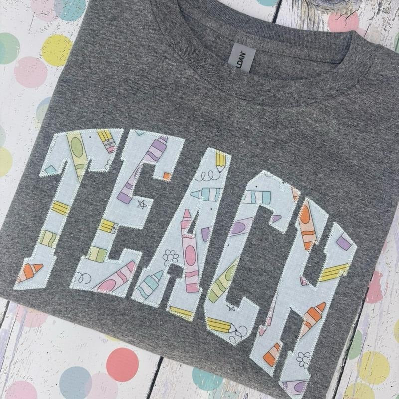 Teach Appliqué Tee Hoodie, Sweatshirt | GrindPrints.com