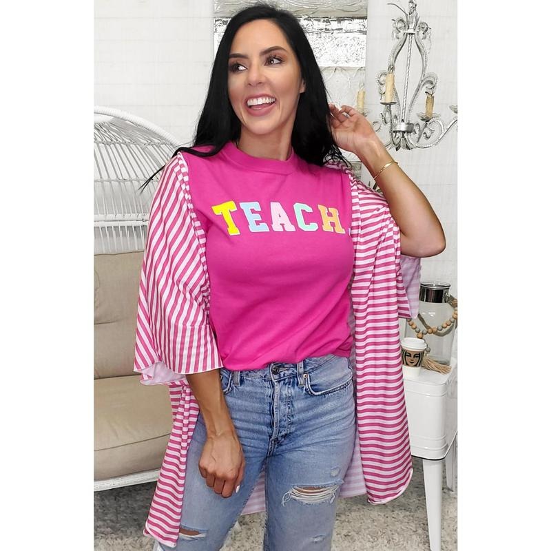 Teach Color Block Letter T-Shirt Hoodie, Sweatshirt | GrindPrints.com
