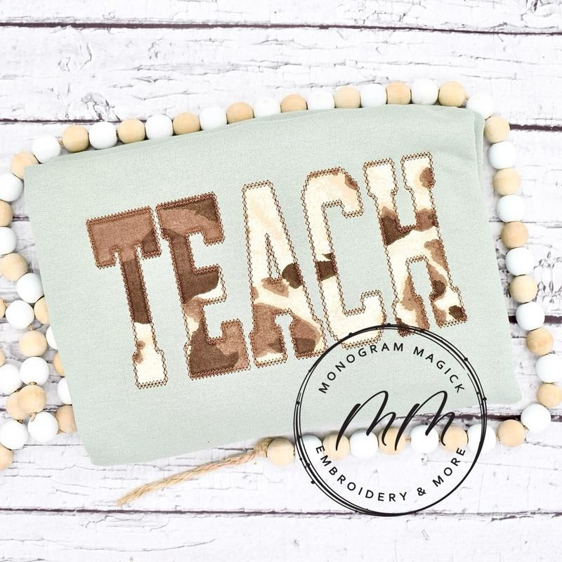 Teach Cow Print Sweatshirt T-Shirts, Hoodie | GrindPrints.com