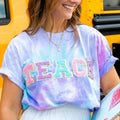'Teach In Technicolor' Tie Dye Letter Patch T-Shirt Hoodie, Sweatshirt | GrindPrints.com