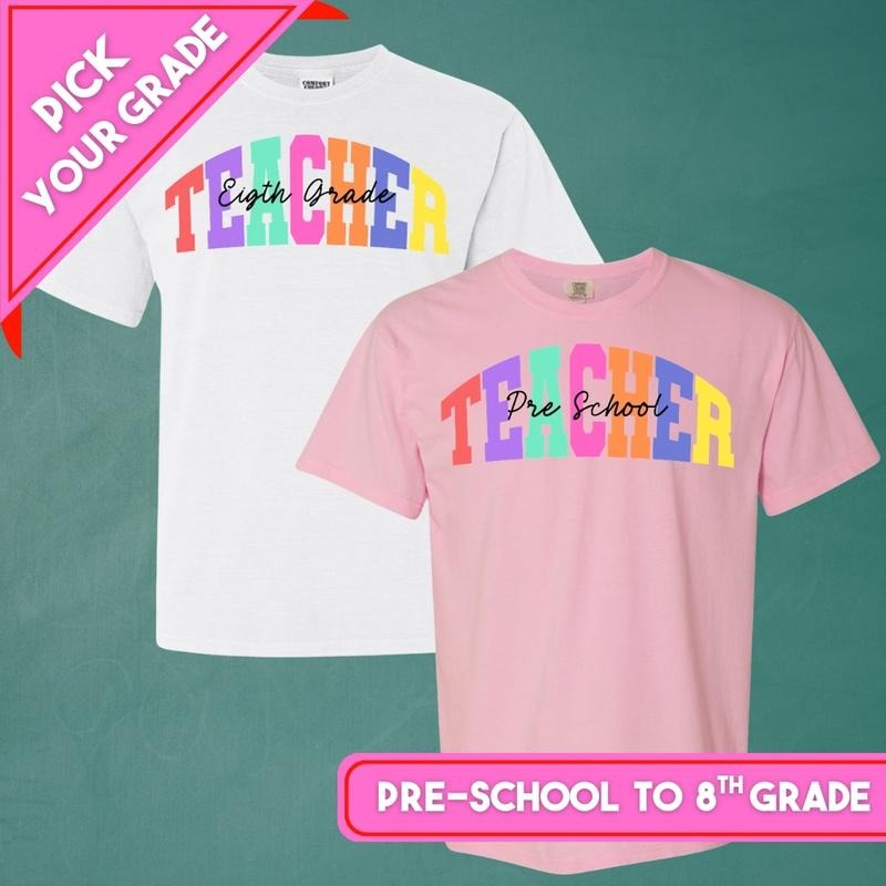 'Teacher Block' T-Shirt - Pick Your Grade! Hoodie, Sweatshirt | GrindPrints.com
