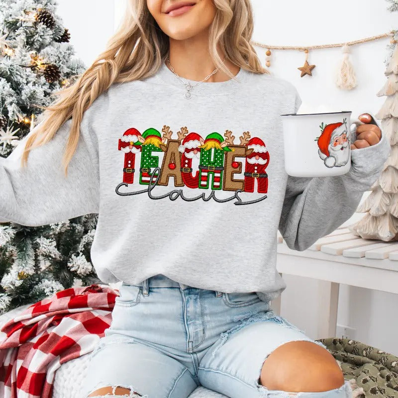 Teacher Claus Unisex Sweatshirt T-Shirts, Hoodie | GrindPrints.com