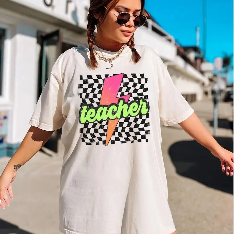 Teacher Shirt Retro Teacher Shirt Lightning Bolt Teacher Back School Shirt Teacher Appreciation T-Shirts, Hoodie, Sweatshirt