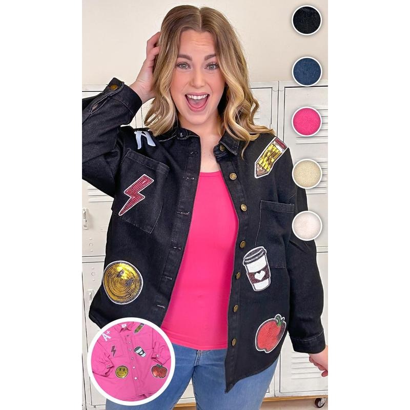 Teacher Sparkle Denim Shacket T-Shirts, Hoodie, Sweatshirt | GrindPrints.com