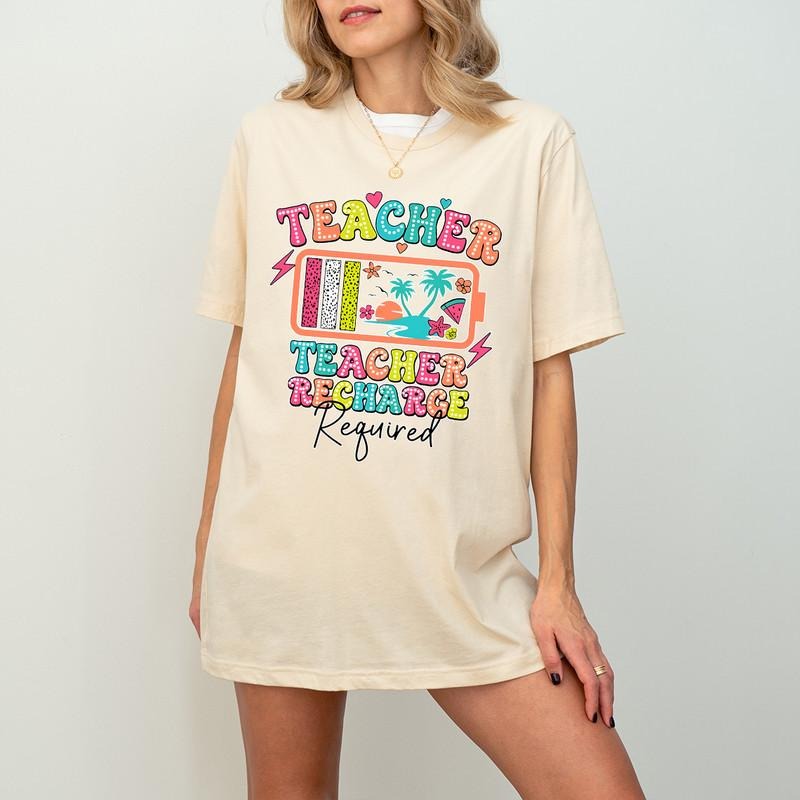 Teacher Summer Recharge Required Shirt Funny Teacher Summer Shirt Teacher Teacher Vacation Shirt Summer Break Shirt End Year T-Shirts, Hoodie, Sweatshirt