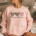 Teacher Sweatshirt, Teacher Crewneck, Teach T-Shirt, Leopard Hearts Teacher Sweatshirt, Perfect Gift For Educators Hoodie