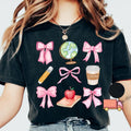 Teacher T-Shirt with Pink Bows Coquette Crewneck Back to School Shirt, Teacher Appreciation, Gift Preppy Teach Tee DYC8D...