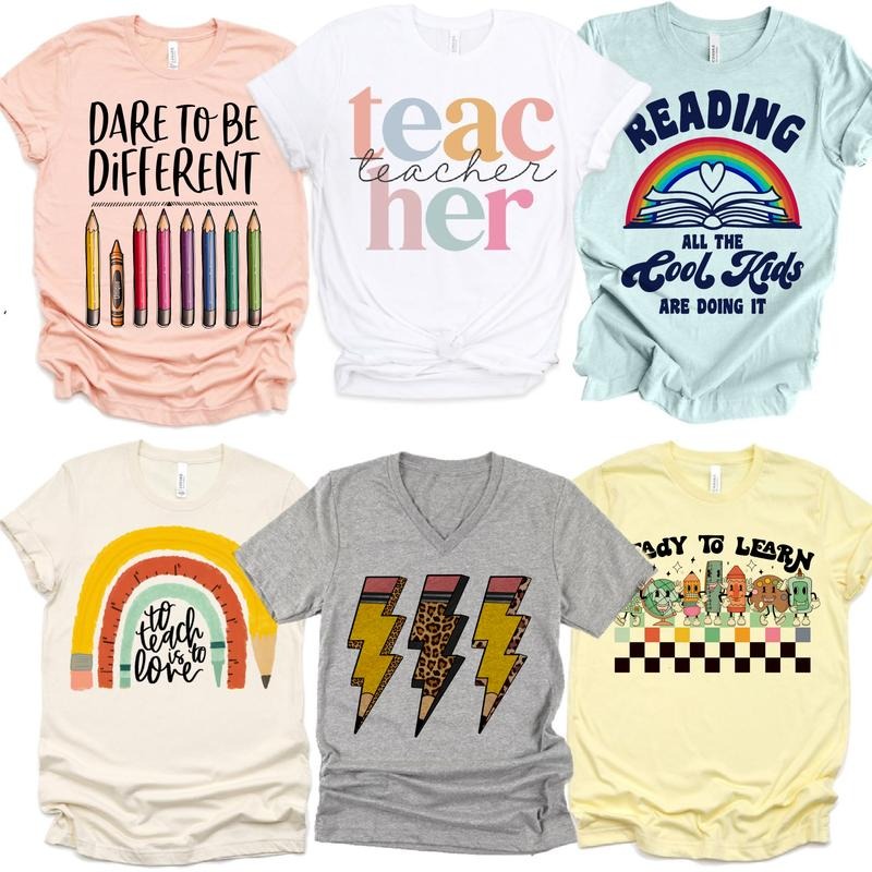 Teacher T-Shirts Dare to be Different Teacher School Tees Teacher Gift Tshirts Ready To Learn Teacher T-Shirts Womens...