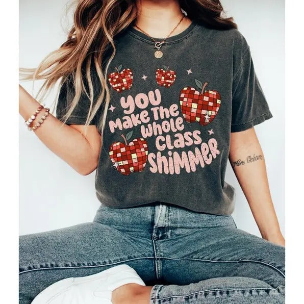 Teacher T-Shirts, You Make The Whole Class Shimmer, Retro 5th Grade Teacher Shirt, Back To School, Teacher Appreciation...