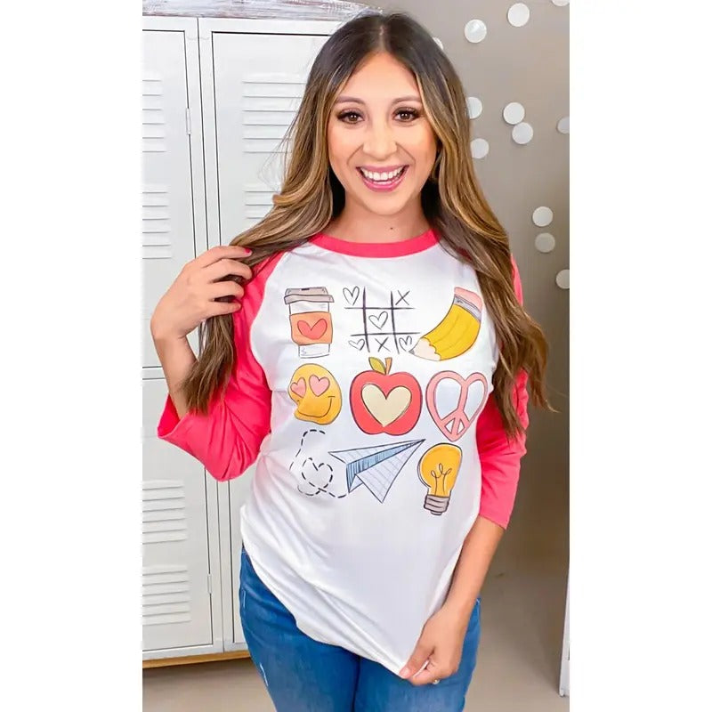 Teacher Tic Tac Toe Graphic Raglan T-Shirts, Hoodie, Sweatshirt | GrindPrints.com