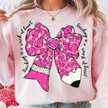 Teacher Valentine Coquette Bow Pencil T-Shirt, Glitter Teacher Heart Valentine's Day Sweatshirt, Retro Teacher Crewneck...