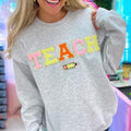 'Teacher's Pencil' Letter Patch Sweatshirt T-Shirts, Hoodie | GrindPrints.com