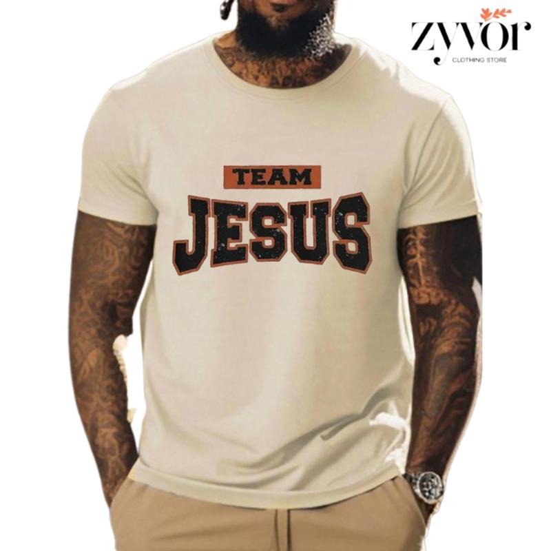 Team Jesus Shirt Casual Style Crew Neck Short Sleeve T-Shirt Tops Trendy for Unisex, Perfect Gift Ribbed Hoodie, Sweatshirt