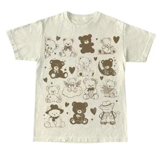 Teddy Bear Collage Tattoo Vintage Graphic Tshirt, Retro Bears With Hearts Shirt, Bears With Wings, Funny Gag Shirts, Cute...