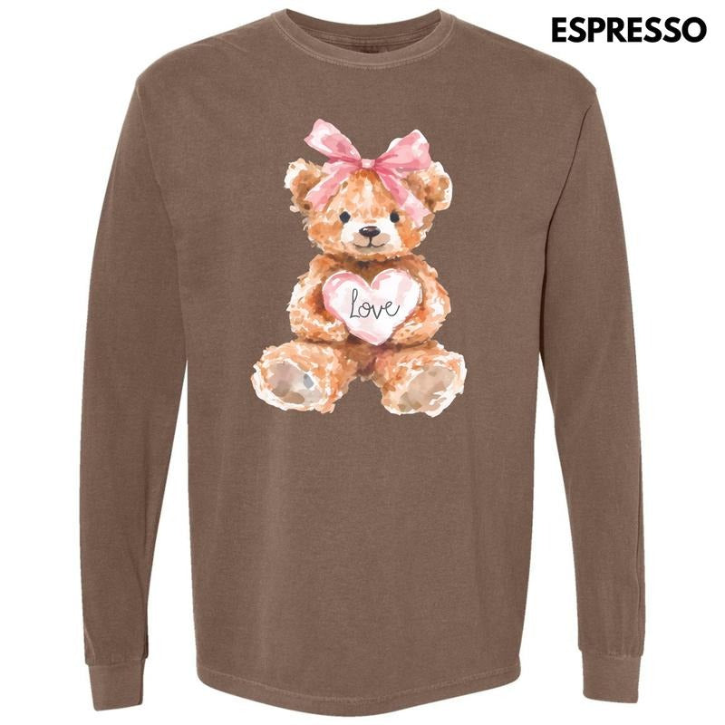 Teddy Bear Love Long Sleeve Comfort Colors T-Shirt 'NLB' Hoodie, Sweatshirt | GrindPrints.com