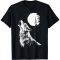 Tee Wolf Howling Moon Forest Nature Wildlife Animal T-Shirt made in usa Hoodie, Sweatshirt | GrindPrints.com