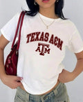 Texas A&M Vintage Sport Teams NCAA Collection Unisex Crewneck Black Baby Tee, Graphic Team Collection Baby Tee, Gift For...