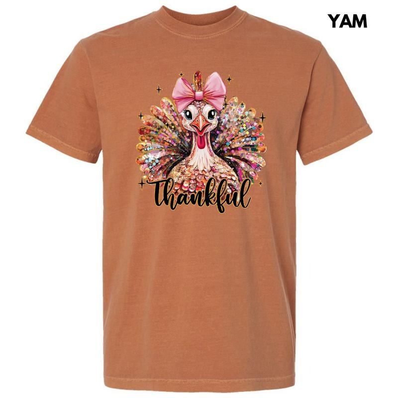 Thankful Glitter Turkey Comfort Colors T-Shirt 'NLB' Hoodie, Sweatshirt | GrindPrints.com