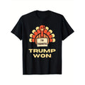 Thanksgiving Trump Win Cotton T-Shirt, Casual Crew Neck, Short Sleeve, Regular Fit, Slight Stretch, Knit Fabric, with...