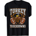 Thanksgiving Turkey And Touchdown Football Men's Short-sleeved - 220g 100% Cotton T-shirt made in usa Hoodie, Sweatshirt