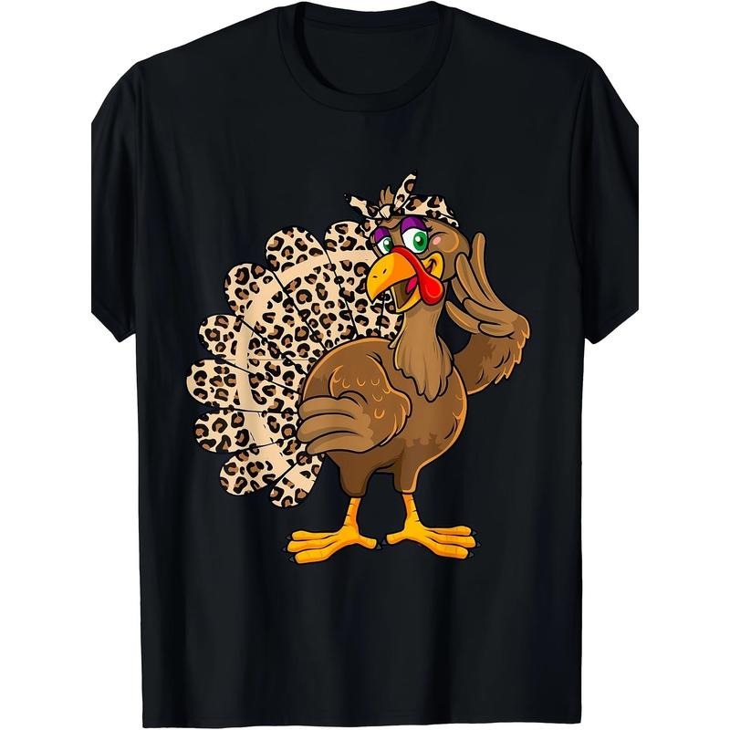 Thanksgiving Turkey Men's Leopard Print Autumn T-shirt - 220g made in usa Hoodie, Sweatshirt | GrindPrints.com