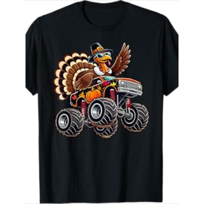 Thanksgiving Turkey Ride Monster Truck Men's T-Shirt-220g100% Cotton T-Shirt made in usa Hoodie, Sweatshirt | GrindPrints.com