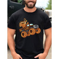 Thanksgiving Turkey Riding Monster Truck Men's Cotton Printed T-Shirt made in usa Hoodie, Sweatshirt | GrindPrints.com