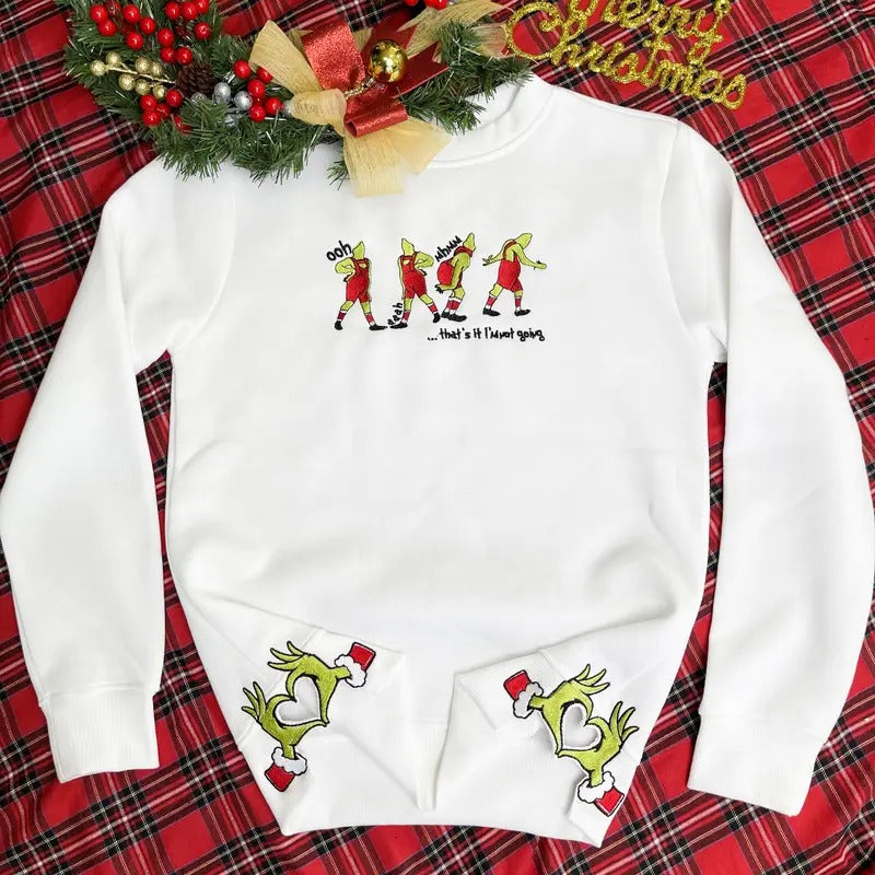 That's It I'm Not Going Sidebow Embroidered Sweatshirt, Funny Character Christmas Embroidered Shirt Hoodie | GrindPrints.com