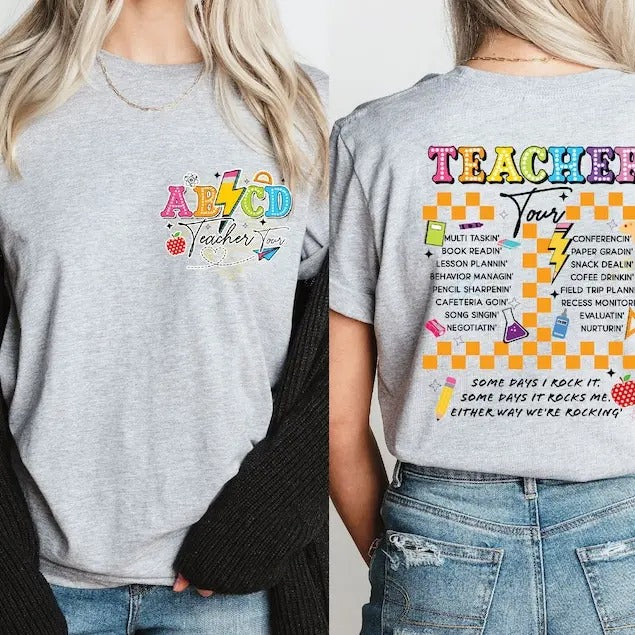 The Back To School Tour 2024 Retro Teacher Tour Shirt, ABCD Teacher Shirt,Back To School Shirt,Teacher Gift, First Day of...