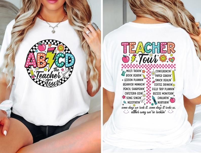 Back School Tour Shirt Retro Teacher Tour Shirt ABCD Teacher Shirts First Day School Teacher Shirt Teacher Teacher Team T-Shirts, Hoodie, Sweatshirt