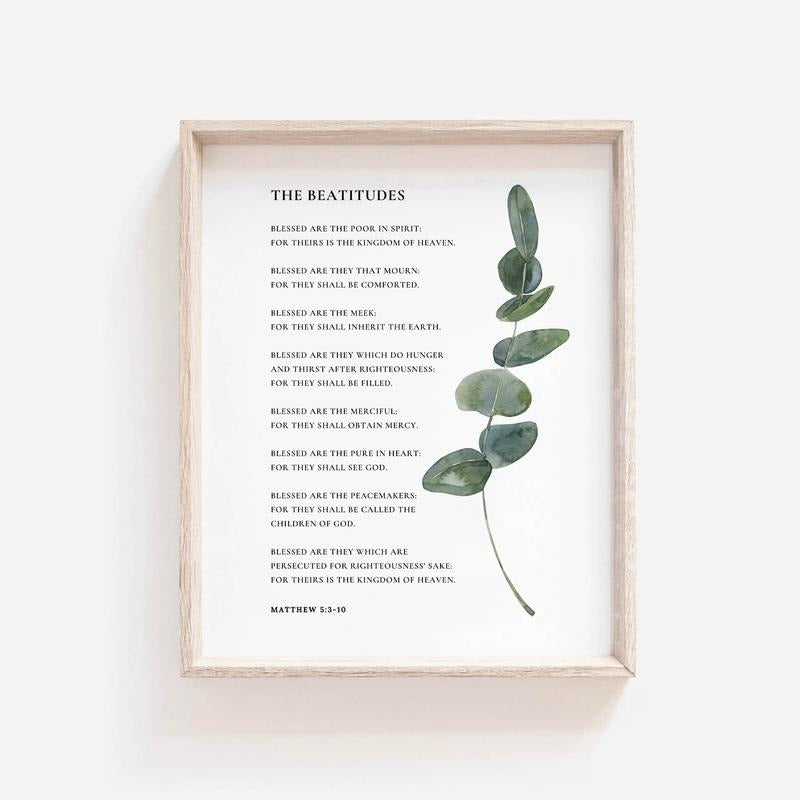 The Beatitudes Matthew 5:3 10 Christian Blessings Wall Art Print, Bible Verse Wall Art, Gifts For Christian Wall Art...