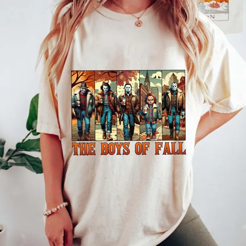 The Boys Of Fall Tshirt, Halloween Horror Friends, Movie Neon Tee, Scary Halloween Movie Shirt, Unisex Short Sleeve Tee...