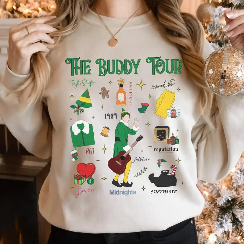 The Buddy Tour Shirt, Buddy Elf Sweatshirt, Elf Christmas Shirt, Buddy Elf Xmas Sweatshirt, Elf Christmas Movie Lover...