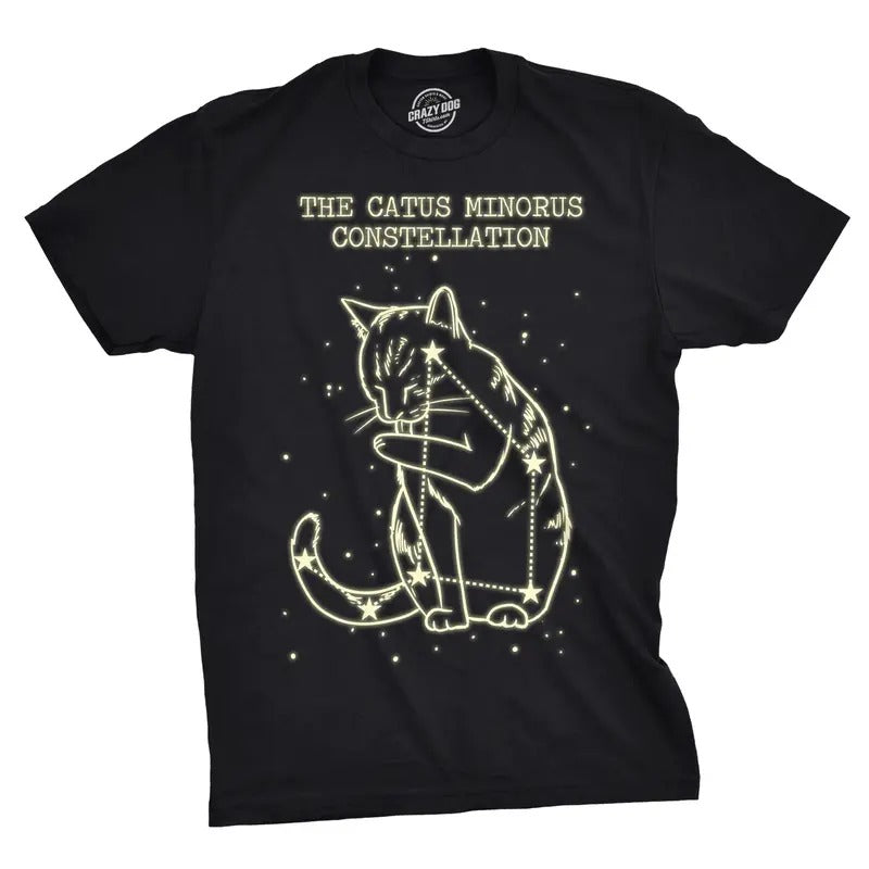The Catus Minorus Constellation Glow In The Dark T Shirt Funny Cats Tee Mens Funny T Shirts Cool Tees Soft Stylish Casual...